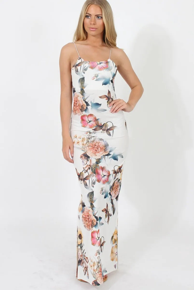 White Floral Maxi Dress- Isabella