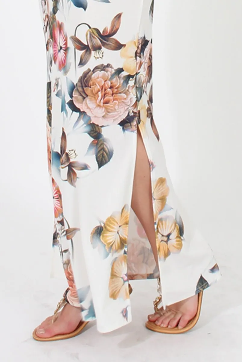 White Floral Maxi Dress- Isabella