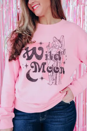 Wild Moon Cowgirl Graphic Sweatshirt - Pink