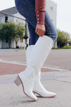 Winslow Snakeskin Knee High Boot - White