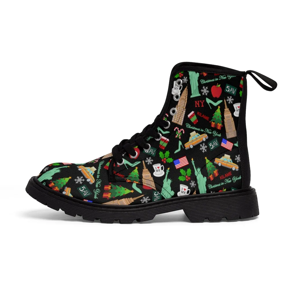 Women's Canvas Boots east 'Christmas in New York'