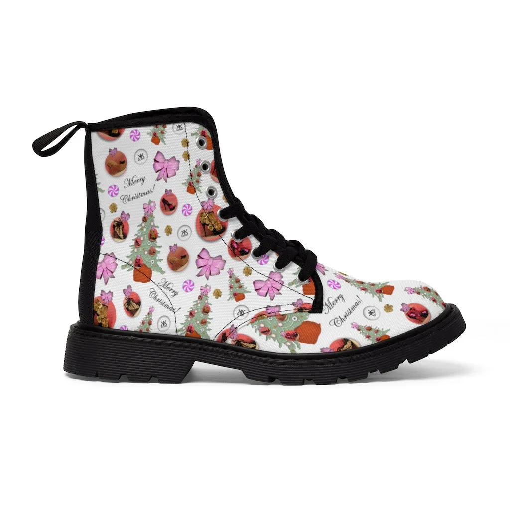 Women's Canvas Boots 'Pink Christmas'