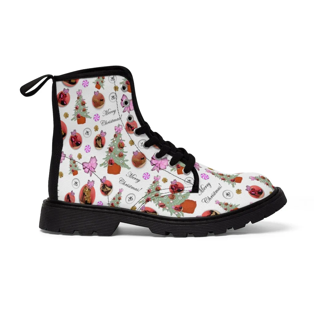 Women's Canvas Boots 'Pink Christmas'
