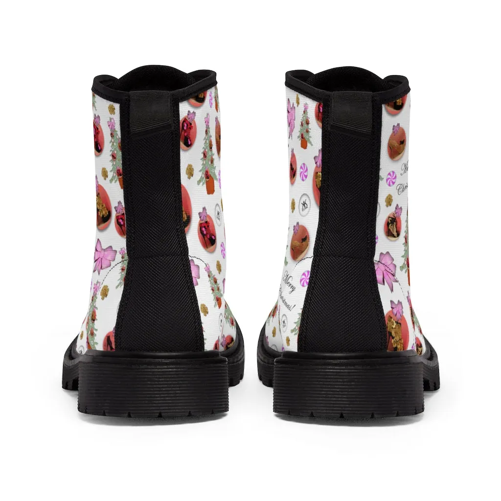 Women's Canvas Boots 'Pink Christmas'