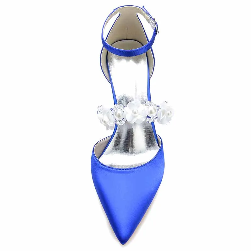 Women's Heels Wedding Shoes Comfort Wedding Party Bridal Shoe Satin Ankle Strap Chunky Heels