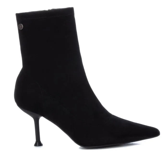 Xti Suede Sock-Style Ankle Boots in Black