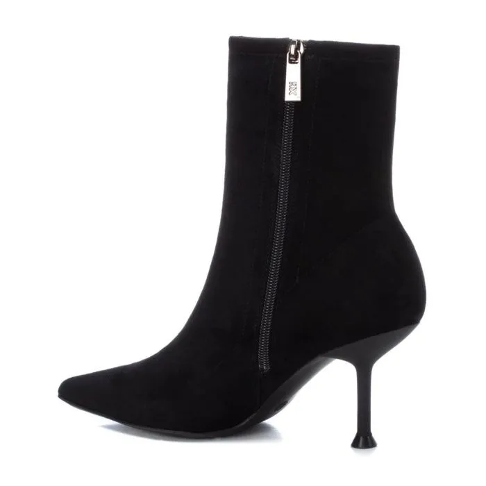 Xti Suede Sock-Style Ankle Boots in Black