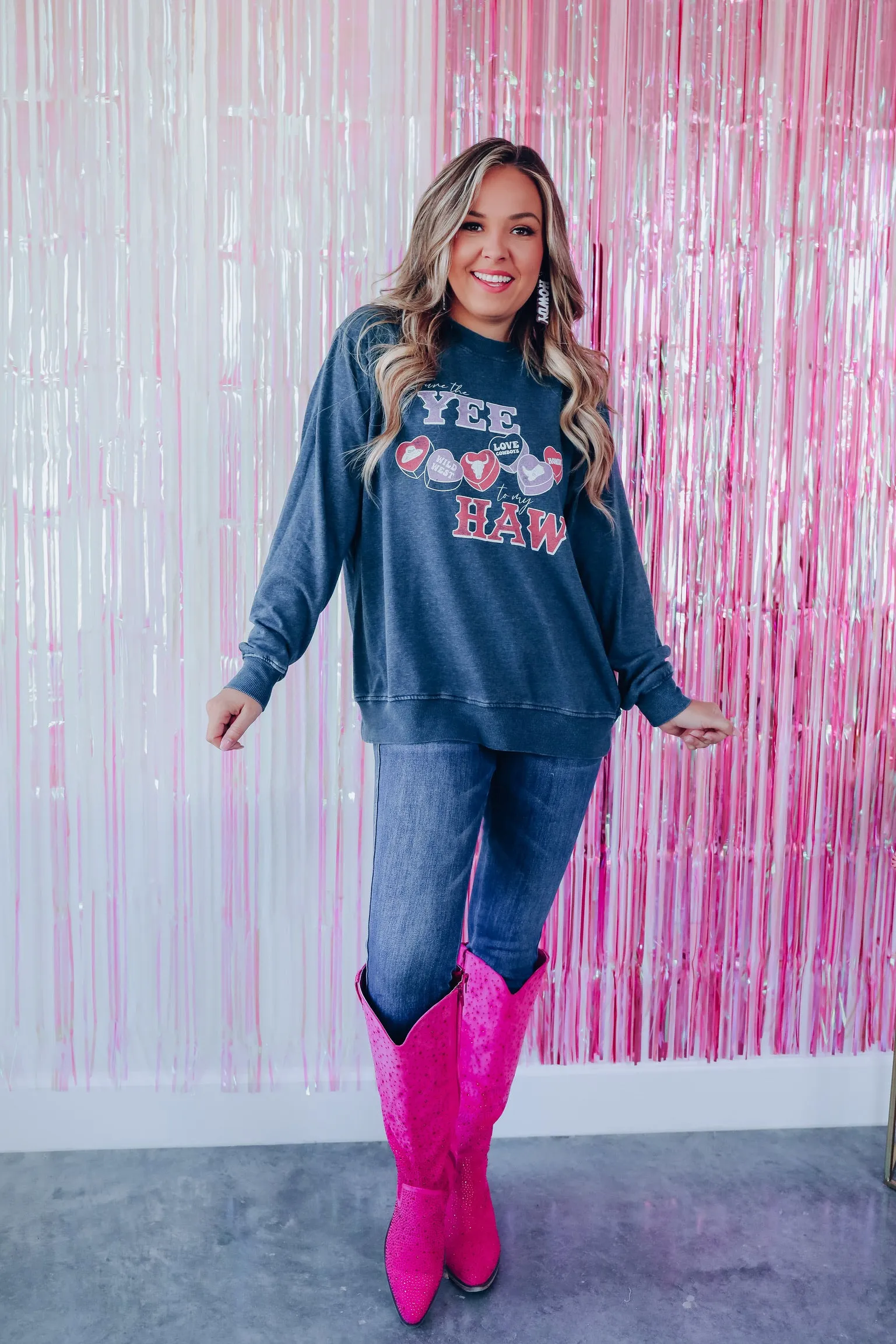 You're The Yee To My Haw Graphic Sweatshirt - Navy