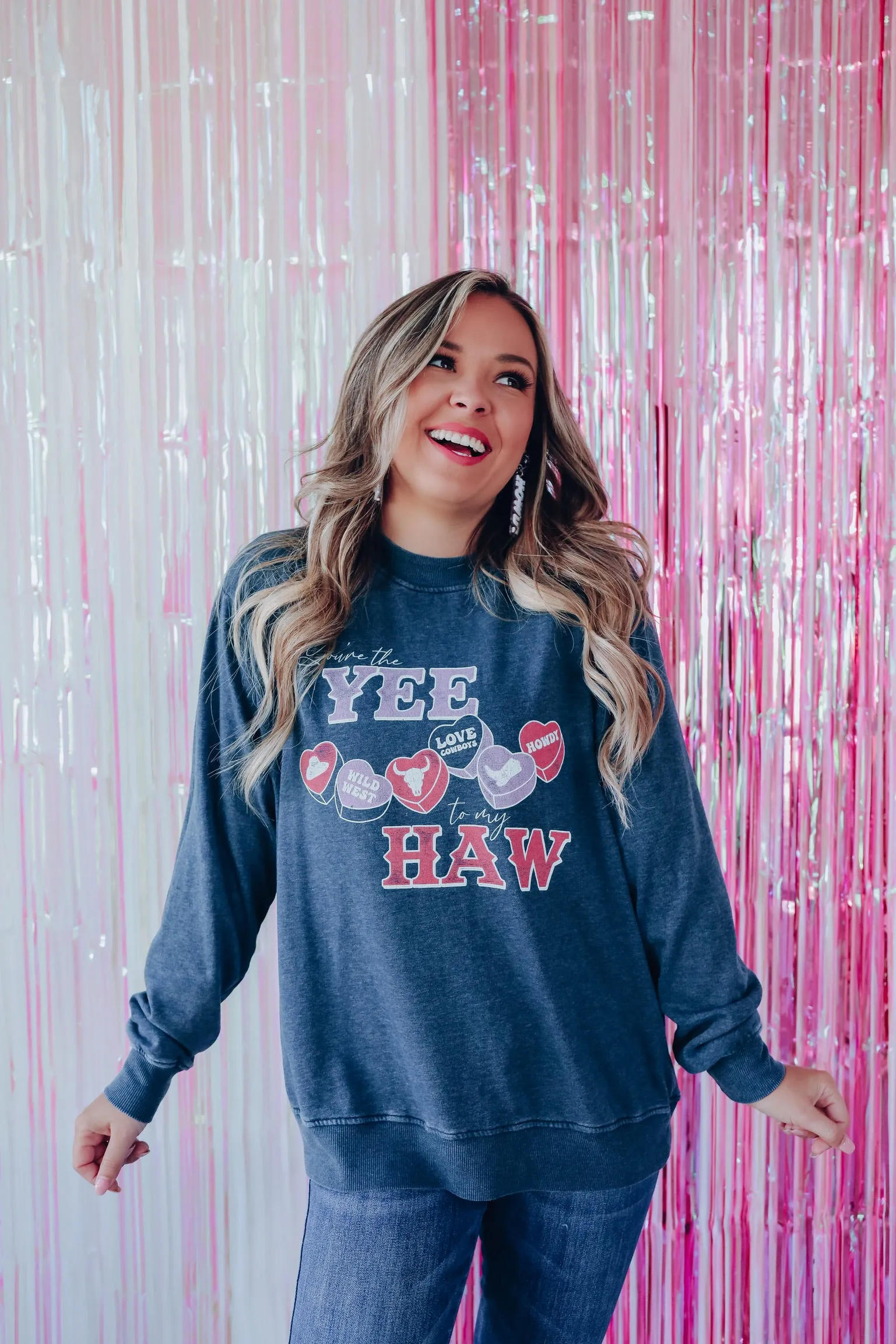 You're The Yee To My Haw Graphic Sweatshirt - Navy
